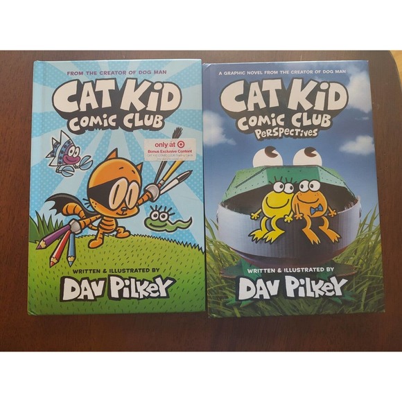 Dav Pilkey Cat Kid Comic Club Series #1 & #2 HARDCOVER 2022 - Picture 1 of 3